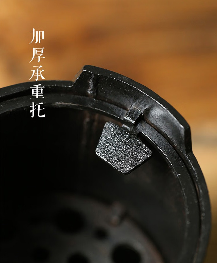 圆形手工铁艺碳炉围炉煮茶双耳款碳炉(图5)